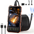 Epicmate Endoscope Camera with Light 50ft, 5" IPS Triple Lens Borescope Sewer Inspection Camera, 1080P Snake Drain Camera with Light, IP67 Waterproof Plumbing Pipe Camera Tool for Auto Wall(32G Card)
