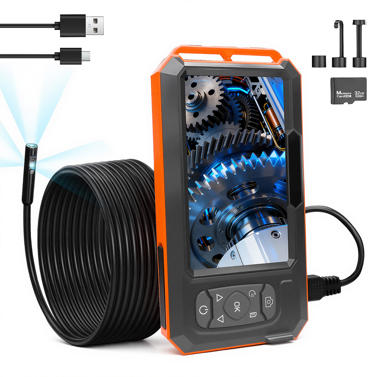 Triple Lens Borescope with 5" IPS Screen 50FT(T51 )