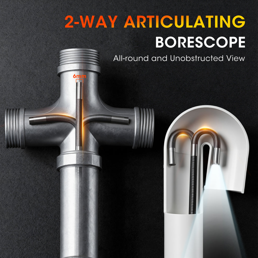 Inspection Borescope Camera with Light,1920X1080P HD Two-Way Articulating Borescope with 5" IPS Screen, Industrial Endoscope with 0.23in Snake Cable Camera for Pipe/Sewer/Automotive/Wall-3.3ft