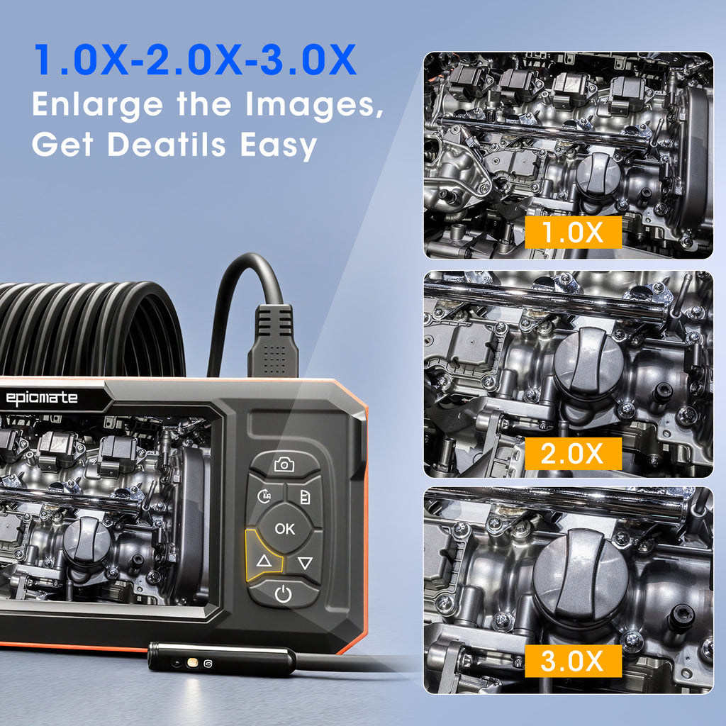 Endoscope Camera with Light, 5" IPS 1920P HD Borescope with Triple Lens, Inspection Borescope with 16.4FT Semi-Rigid Snake Cable and 32GB Card, IP67 Waterproof Drain Camera for Sewer/Pipe/Automotive