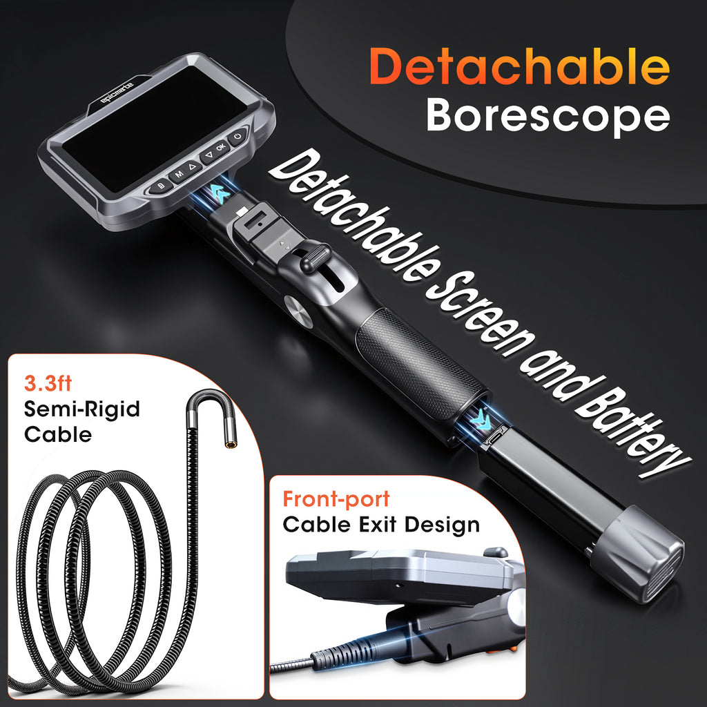Inspection Borescope Camera with Light,1920X1080P HD Two-Way Articulating Borescope with 5" IPS Screen, Industrial Endoscope with 0.23in Snake Cable Camera for Pipe/Sewer/Automotive/Wall-3.3ft